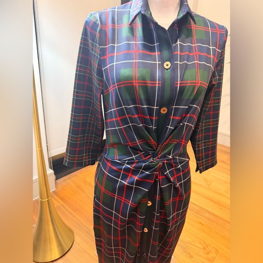 Gretchen Scott Twist and Shout Plaid Button-Down Dress size M - Picture 3 of 12